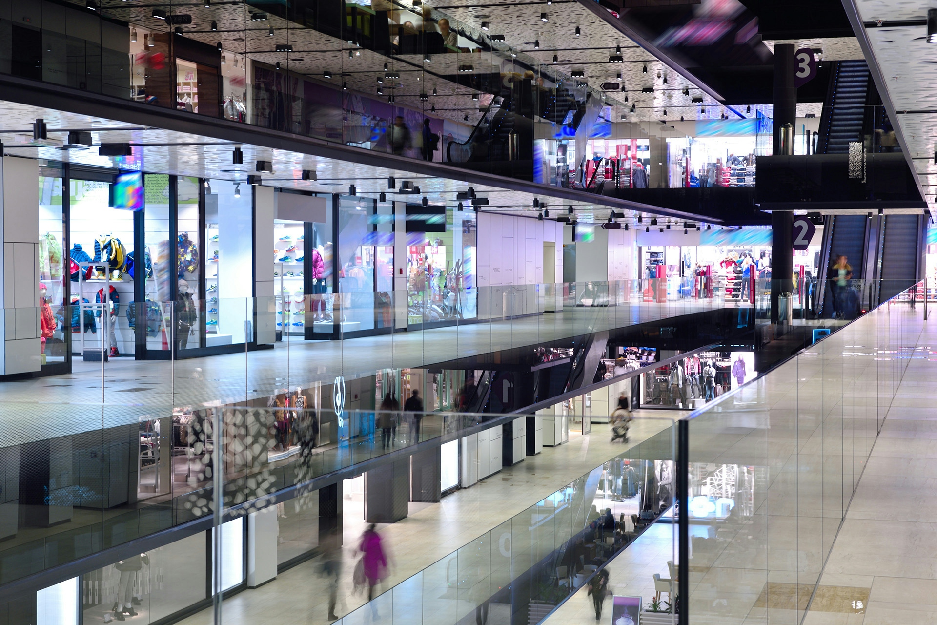 Shopping mall with digital signage.